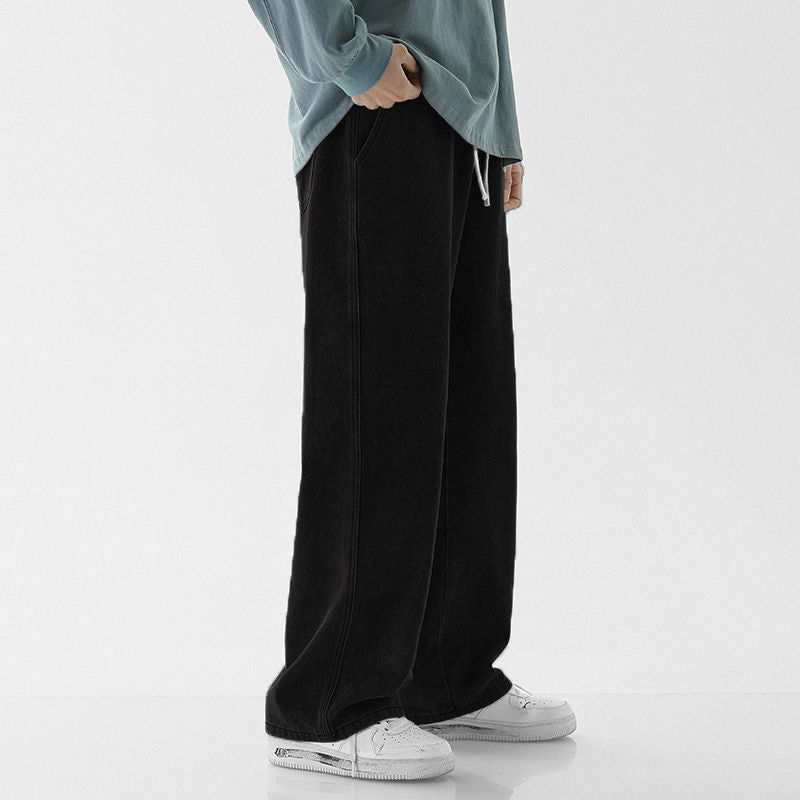 Mens casual loose straight jeans in modern streetwear style
