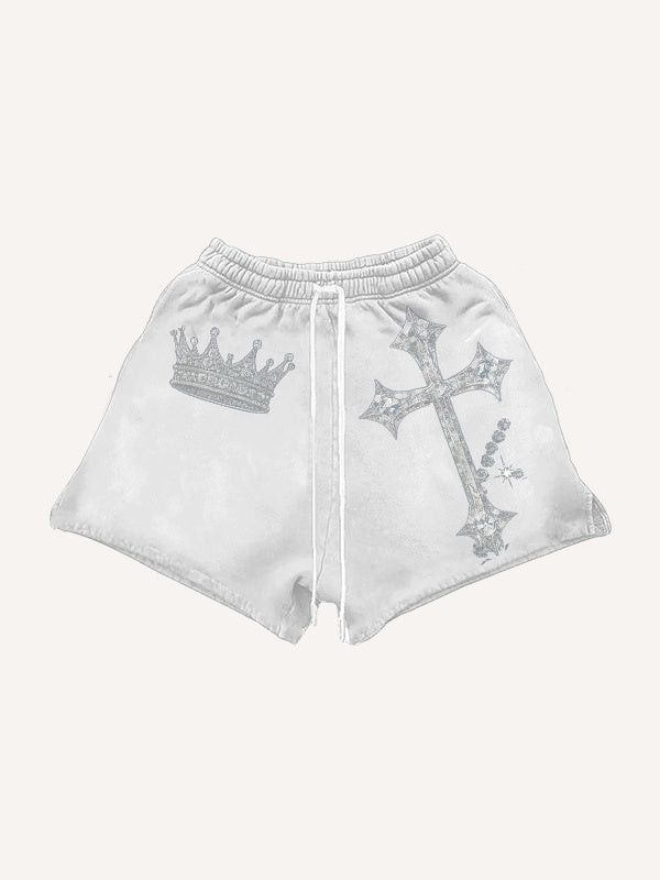 Crown & Cross Graphic Mesh Shorts