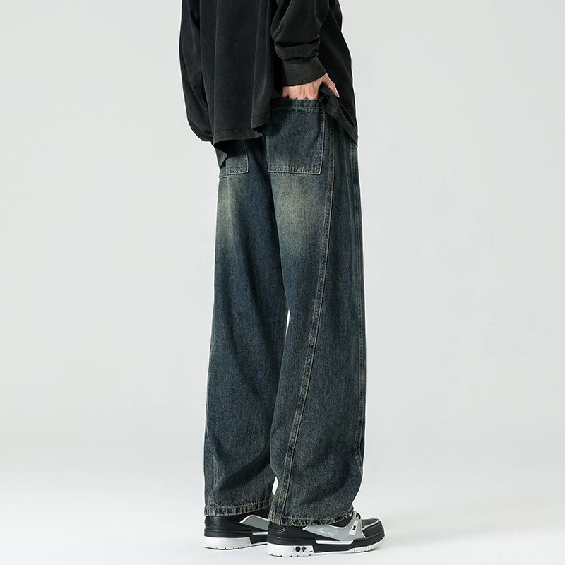 Men's Loose-fit Straight-leg Patchwork Jeans