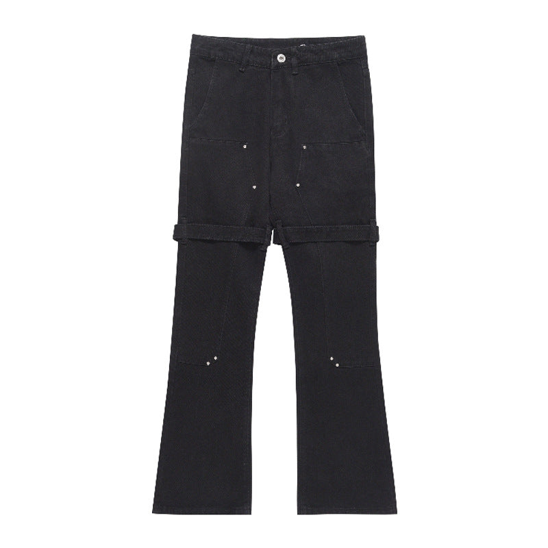 Strap Detail Straight-Leg Jeans