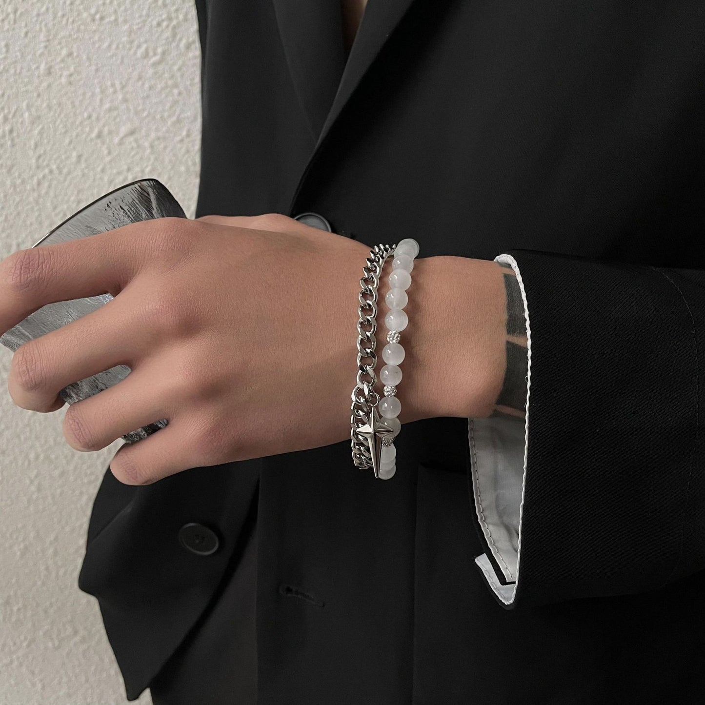Opal Cross Double Layer Bracelet