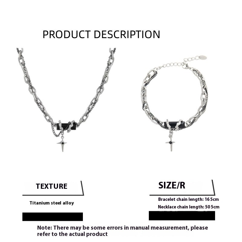 Onyx Cross Charm Bracelet