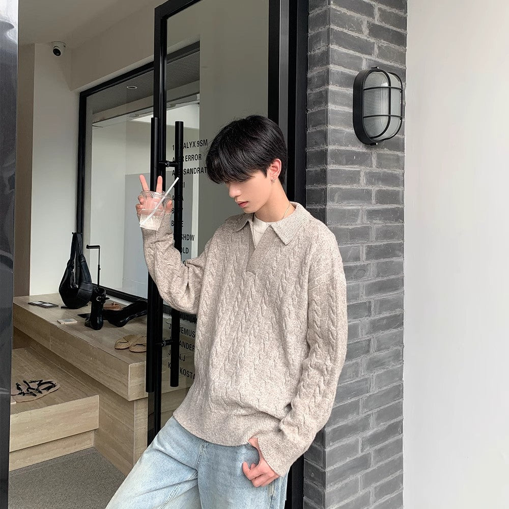 Retro Lapel Pullover Sweater