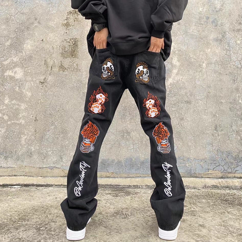 Hip Hop Embroidered Jeans