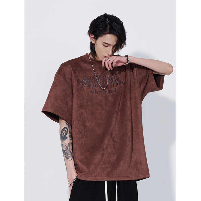 Suede Short-sleeved Men T-shirt