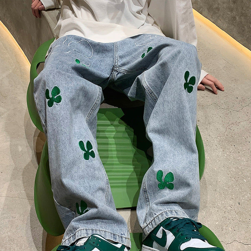 Four Clover Embroidered Jeans