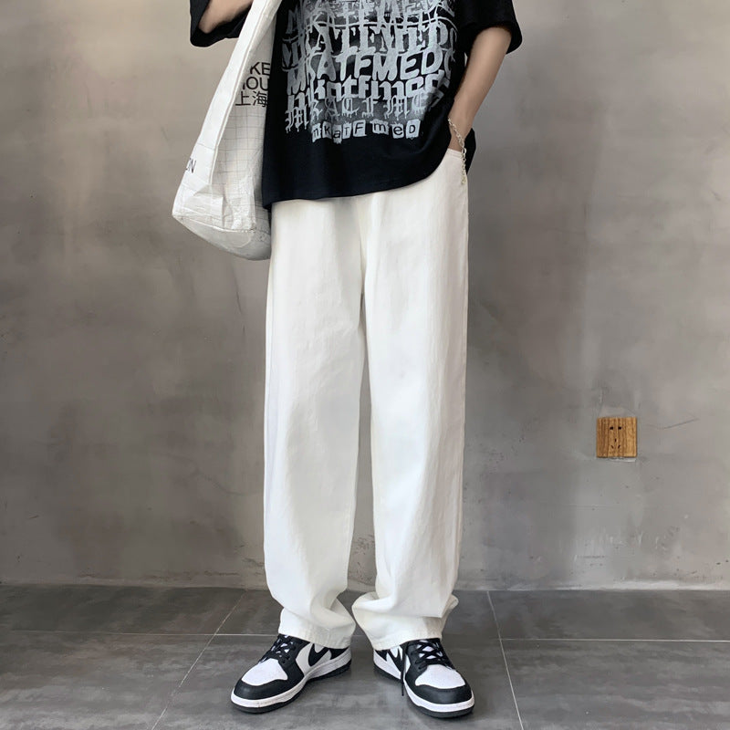 Washed Wide Leg Straight Jeans