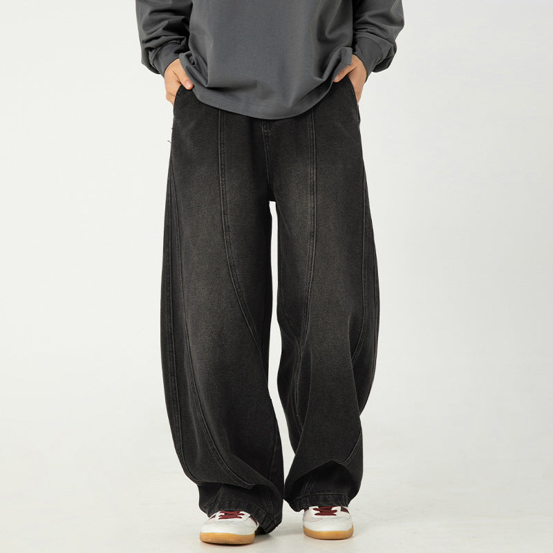 Washed Wide Leg Denim Jeans