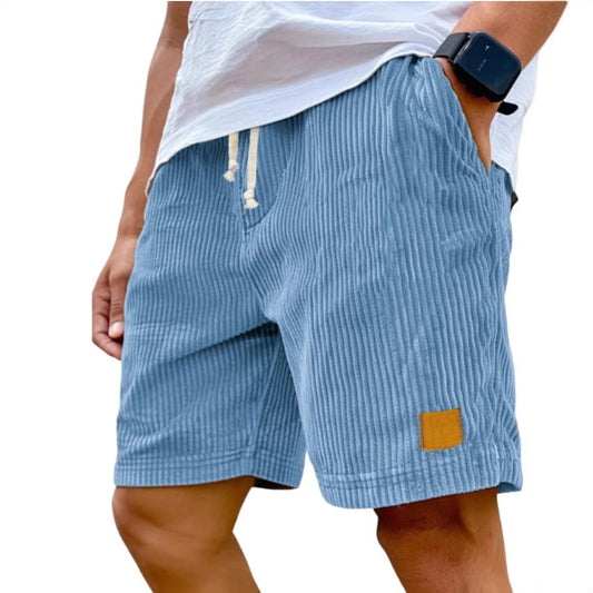 Vintage Embroidered Corduroy Fashion Lace-up Casual Shorts front view