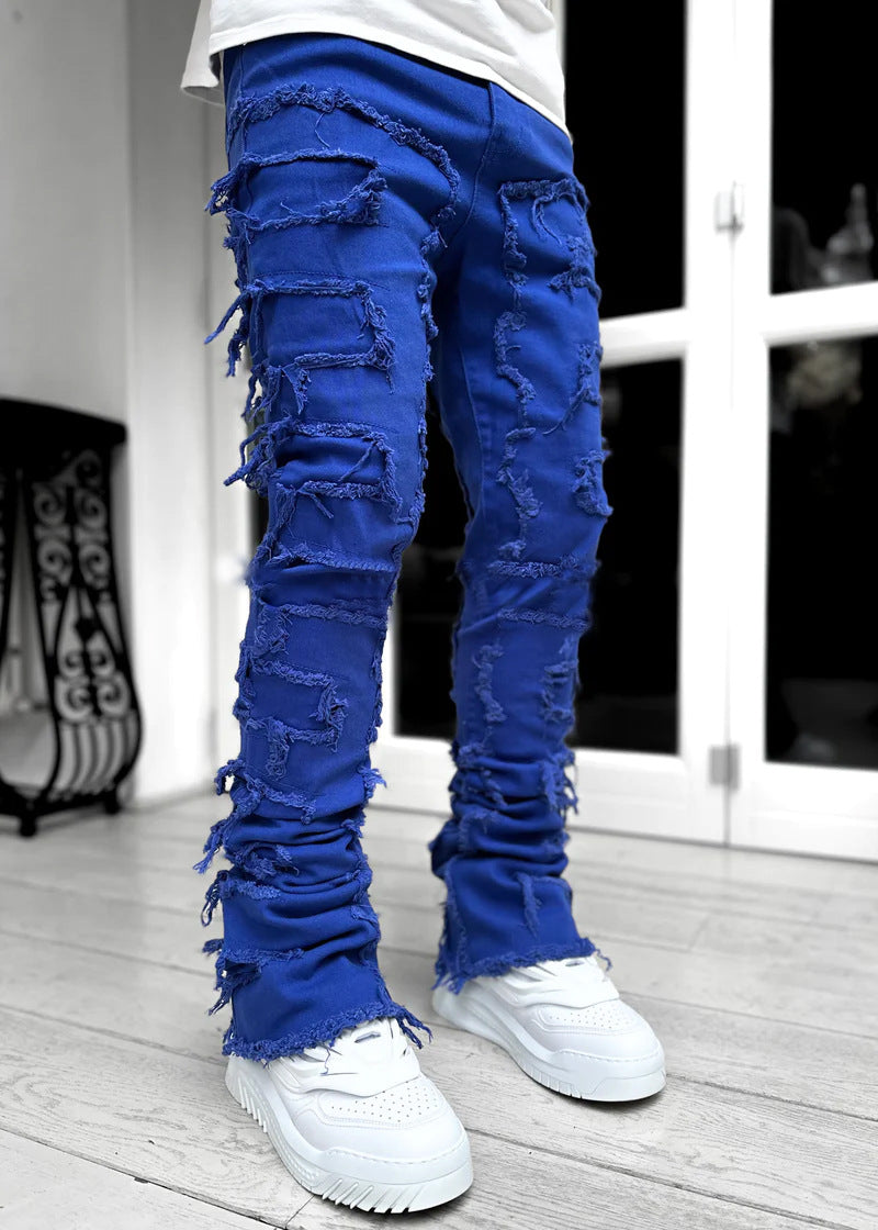 Fringe Patch Stacked Jeans