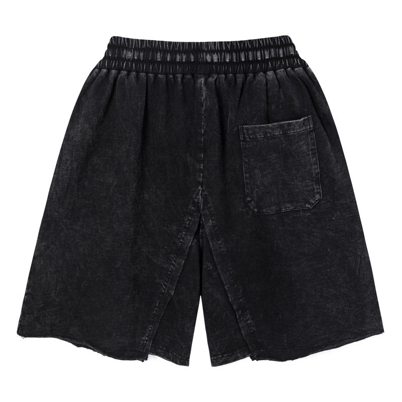 Retro Distressed Washed Denim Shorts