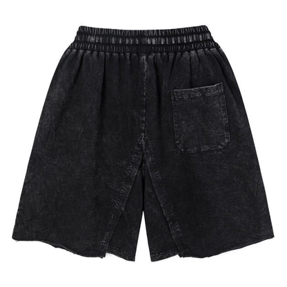 Retro Distressed Washed Denim Shorts