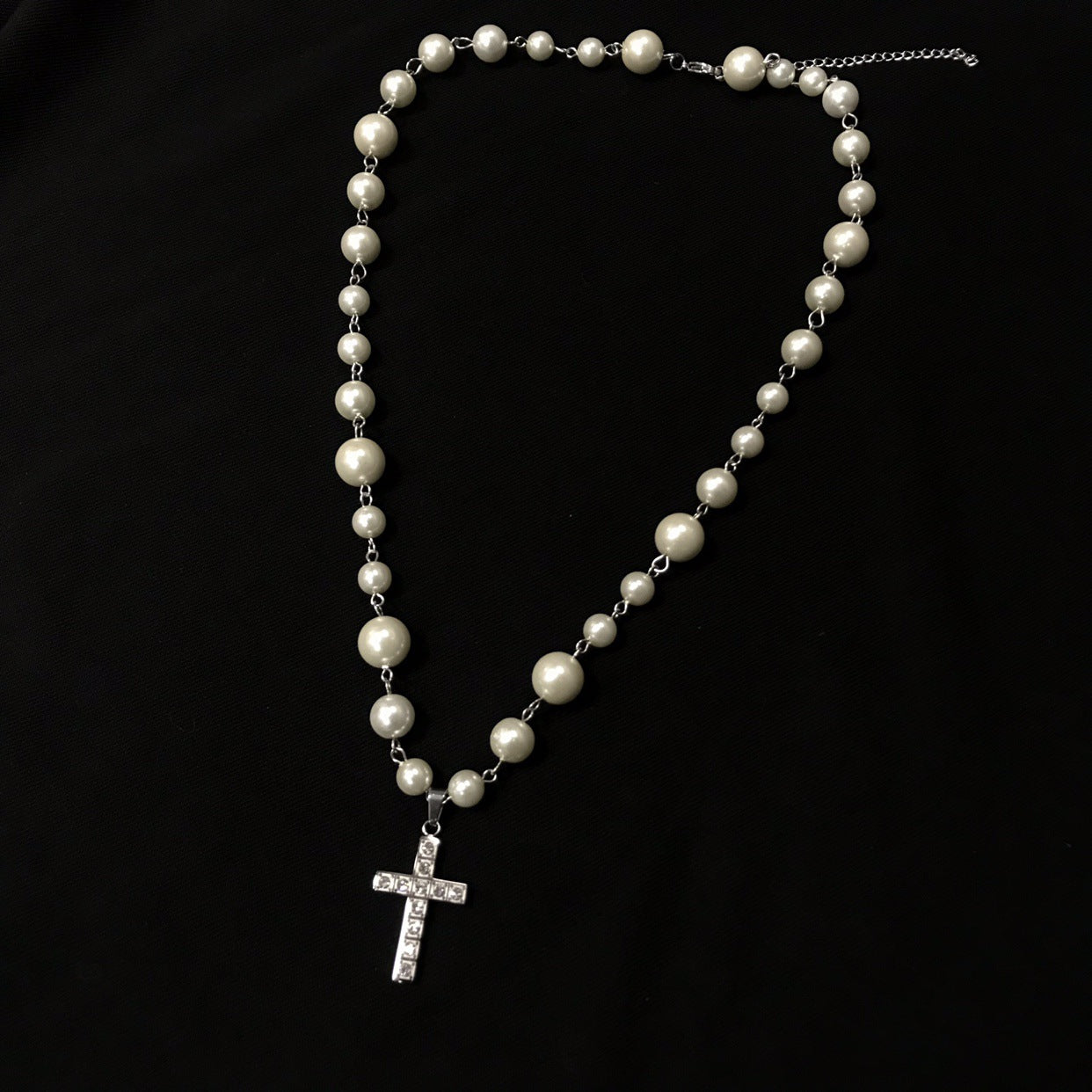 Diamond Cross Pearl Pendant