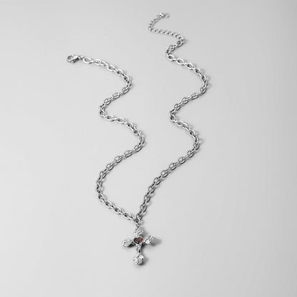 Heart Rose Cross Necklace