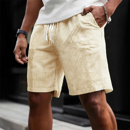 Striped Lace-up Sweatpants Minimalist Cropped Shorts front view