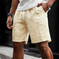Striped Lace-up Sweatpants Minimalist Cropped Shorts front view