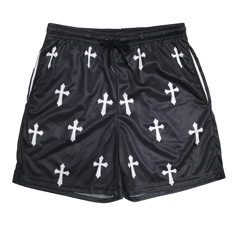 Vintage Graphic Mesh Athletic Shorts