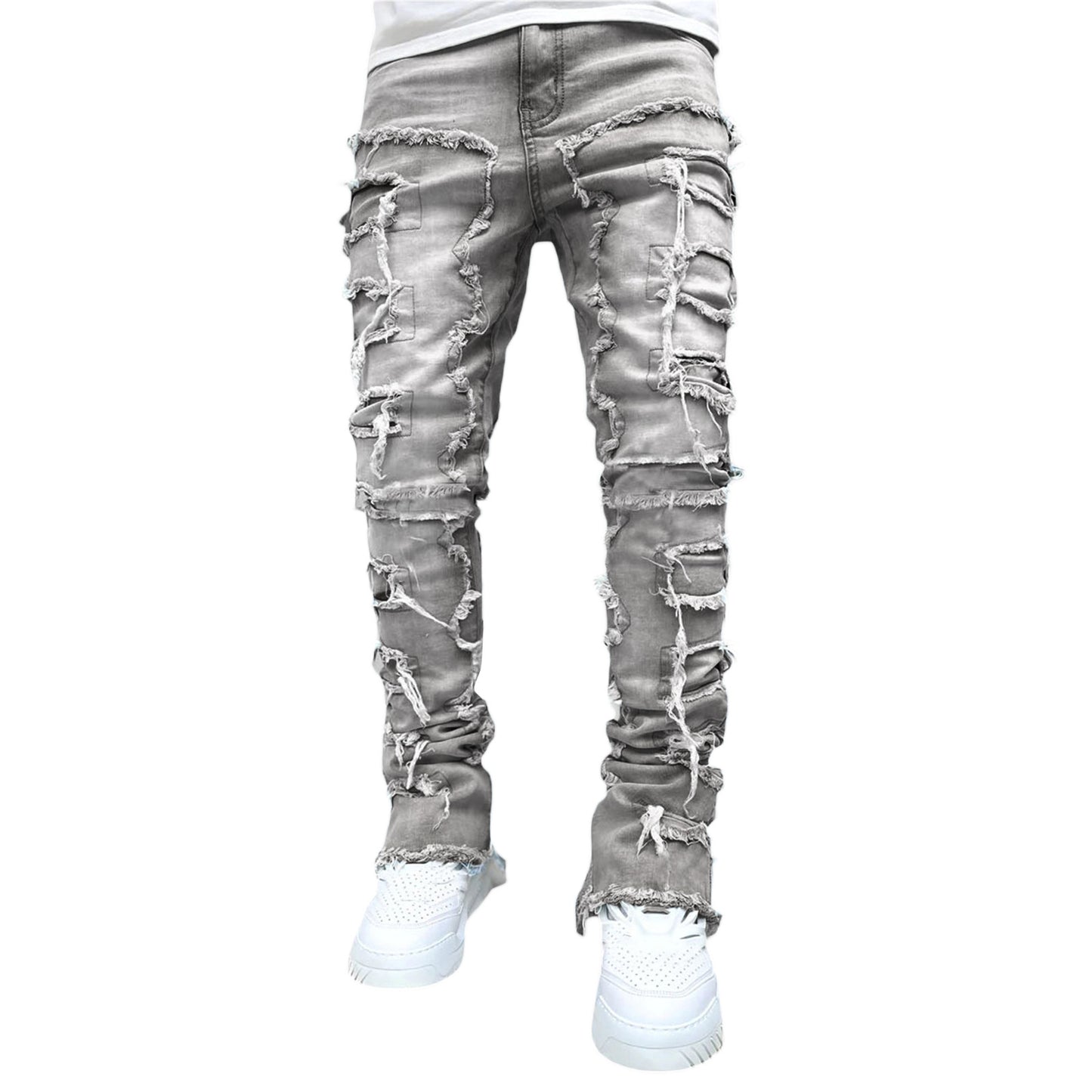 Fringe Patch Stacked Jeans