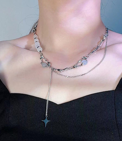 Sweet Heart Star Zircon Charm Necklace