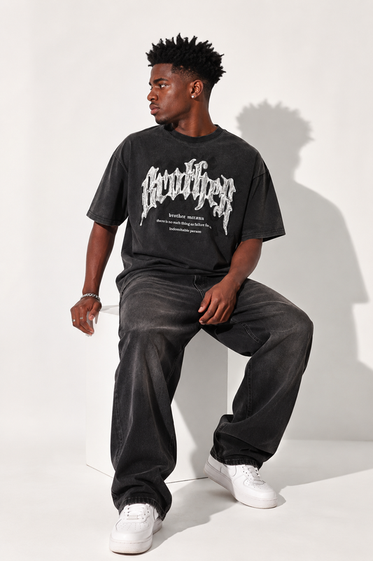 Gothic Letter Wash Short Sleeve Men