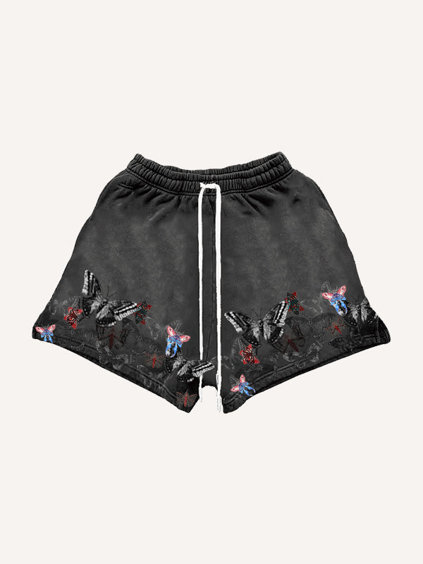 Butterfly Graphic Mesh Shorts