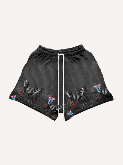 Butterfly Graphic Mesh Shorts