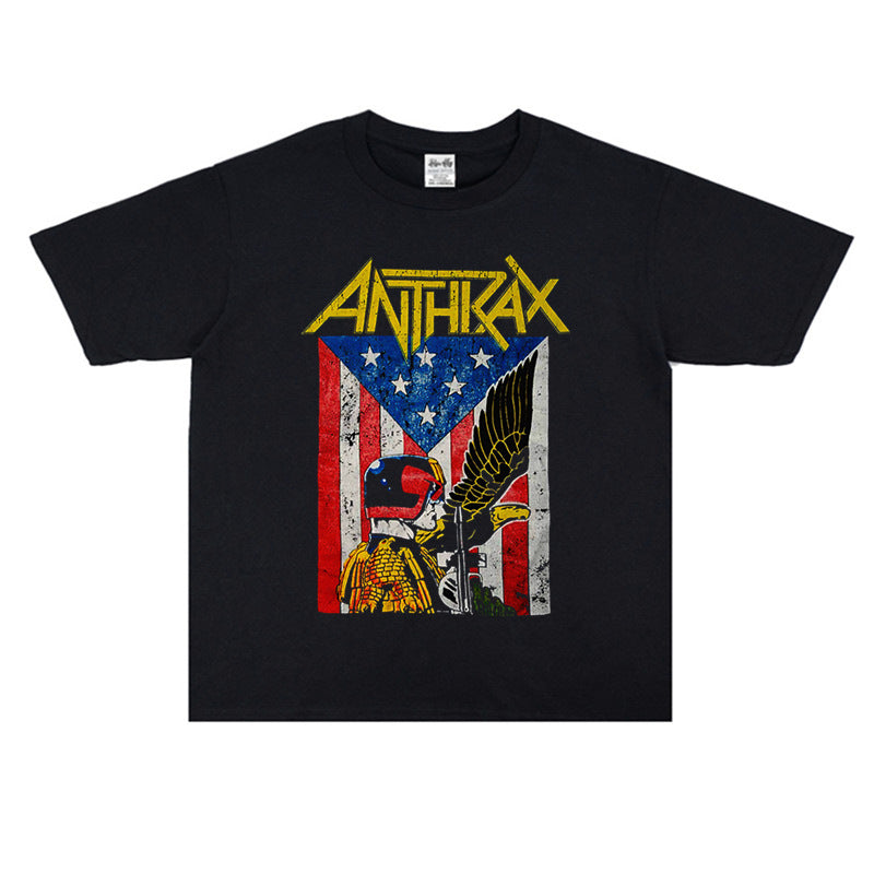 Close-up print detail on the punk graphic cotton short sleeve t-shirt