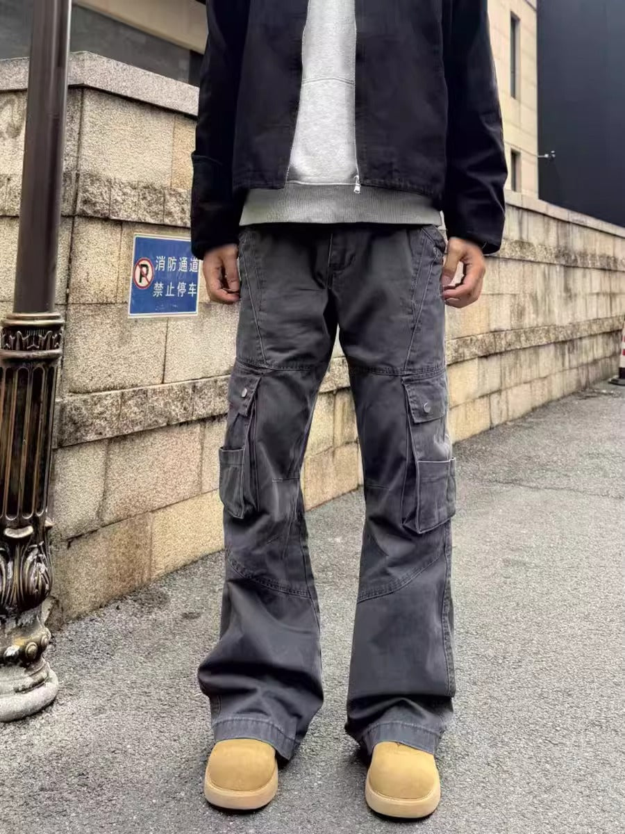 Retro Flared Cargo Workwear Pants