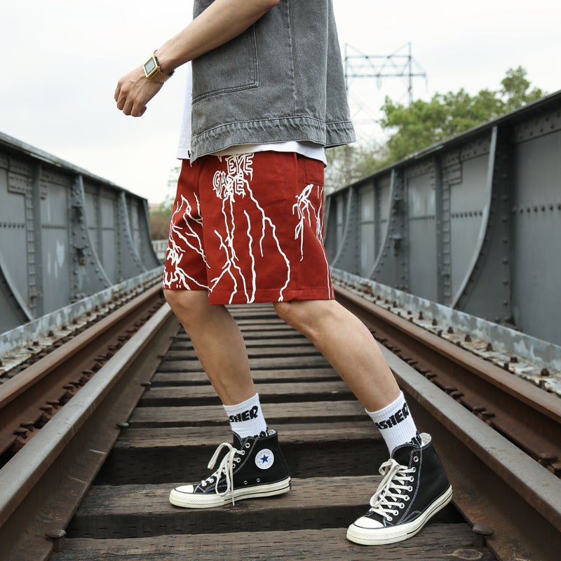 Harajuku Graffiti Print Shorts