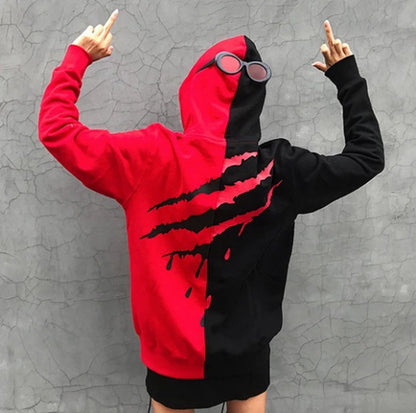 Novien Colorblock Graffiti Streetwear Hoodie