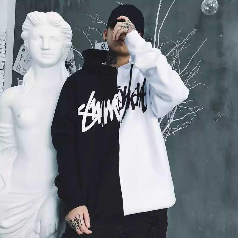 Novien Colorblock Graffiti Streetwear Hoodie