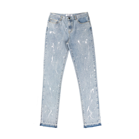 Distressed Ink Wash Straight Jeans