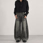 Washed Wide Leg Straight Jeans