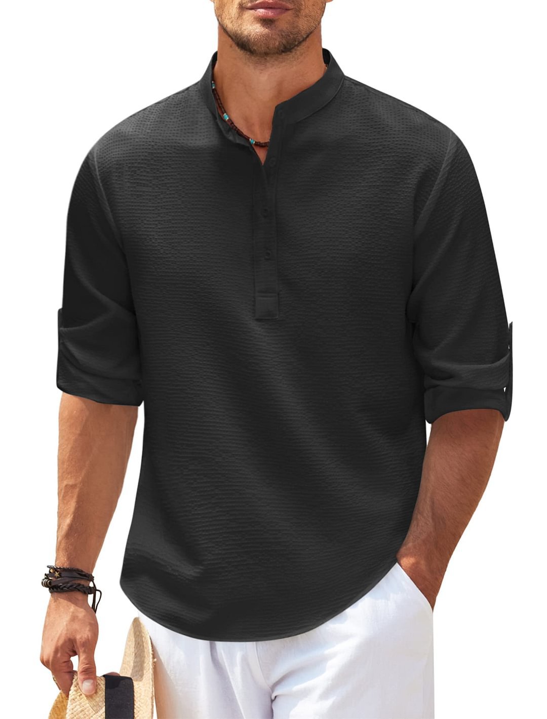 Long Sleeve Casual Stand Collar Shirt