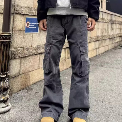 Retro Flared Cargo Workwear Pants