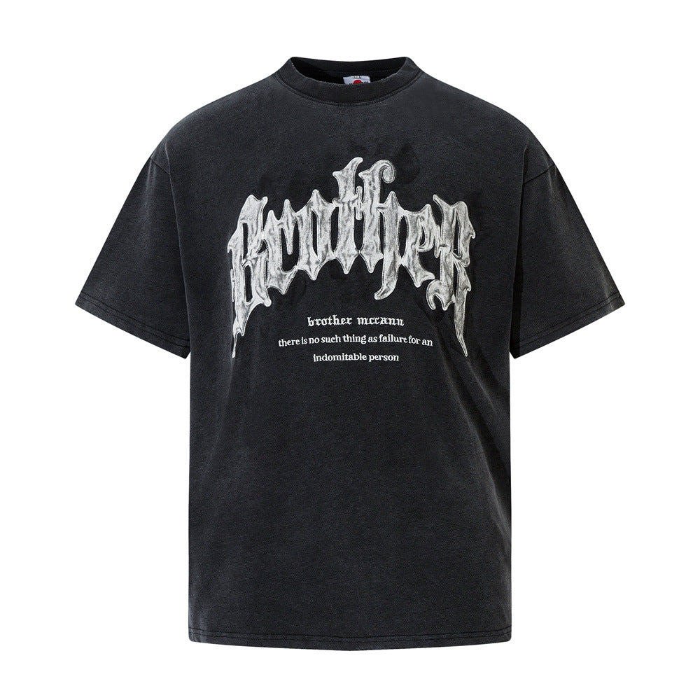 Gothic Letter Wash Short Sleeve Men