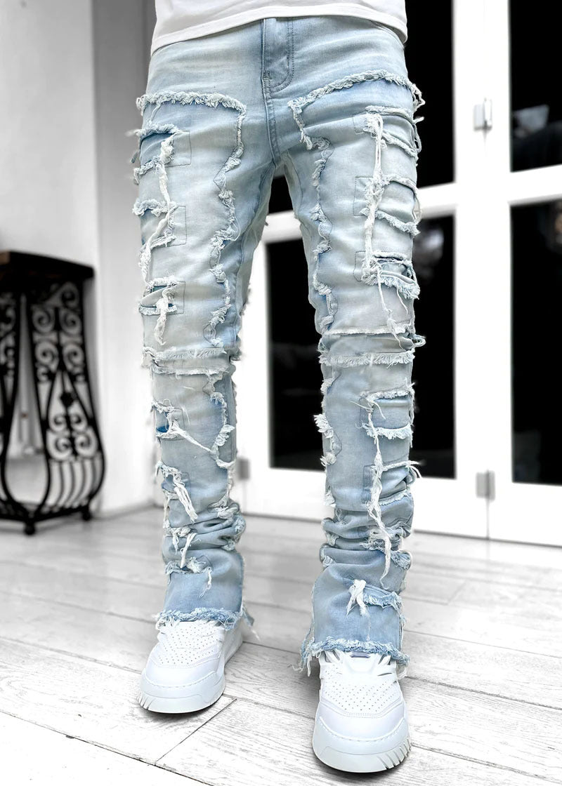 Fringe Patch Stacked Jeans