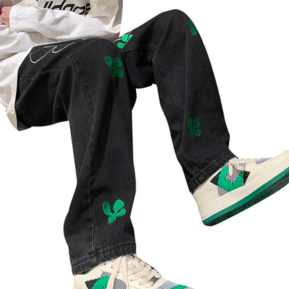Four Clover Embroidered Jeans