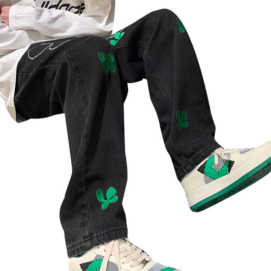 Four Clover Embroidered Jeans