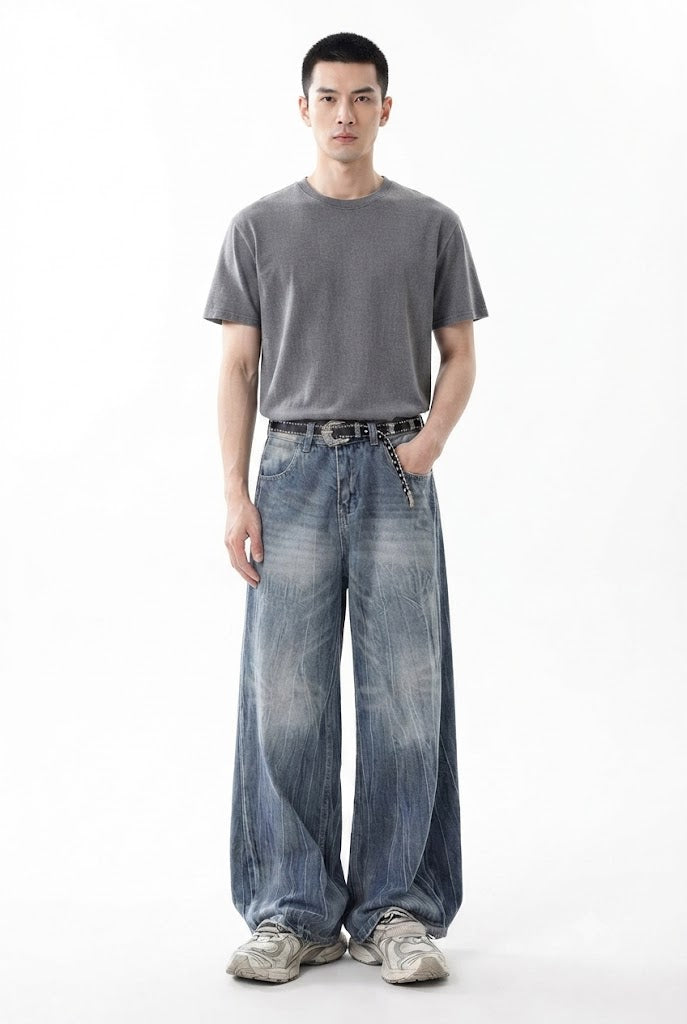 Lightning Wash Wide-Leg Denim