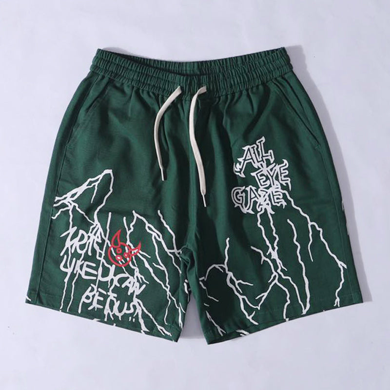 Harajuku Graffiti Print Shorts