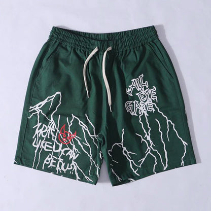 Harajuku Graffiti Print Shorts