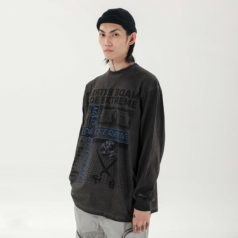 Oversized graphic long sleeve t-shirt in a relaxed streetwear fit from Novien Apparel