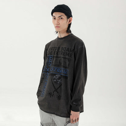 Oversized graphic long sleeve t-shirt in a relaxed streetwear fit from Novien Apparel