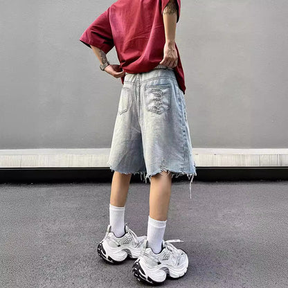 Ripped Loose Fit Denim Shorts