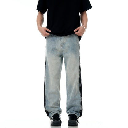 Straight Leg Zipper Panel Jeans