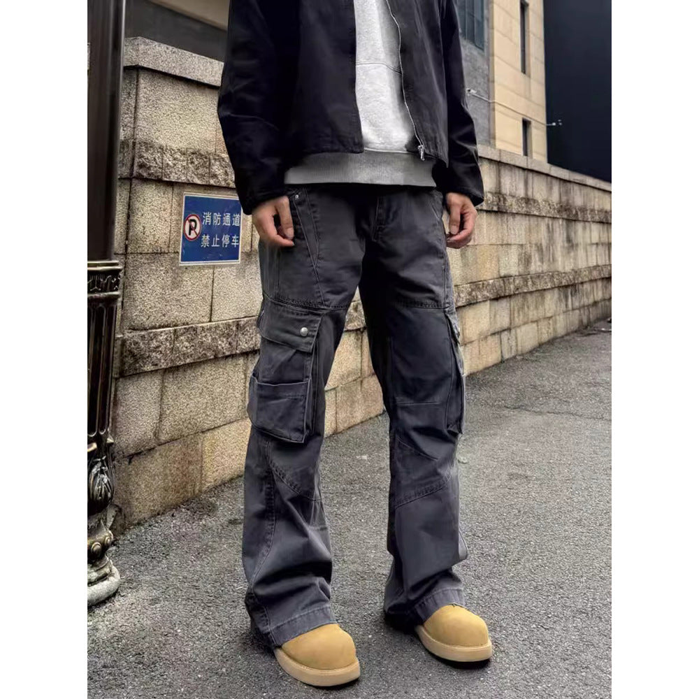 Retro Flared Cargo Workwear Pants
