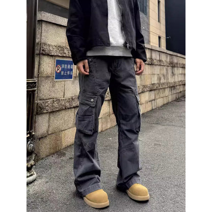 Retro Flared Cargo Workwear Pants