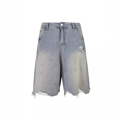 Ripped Loose Fit Denim Shorts
