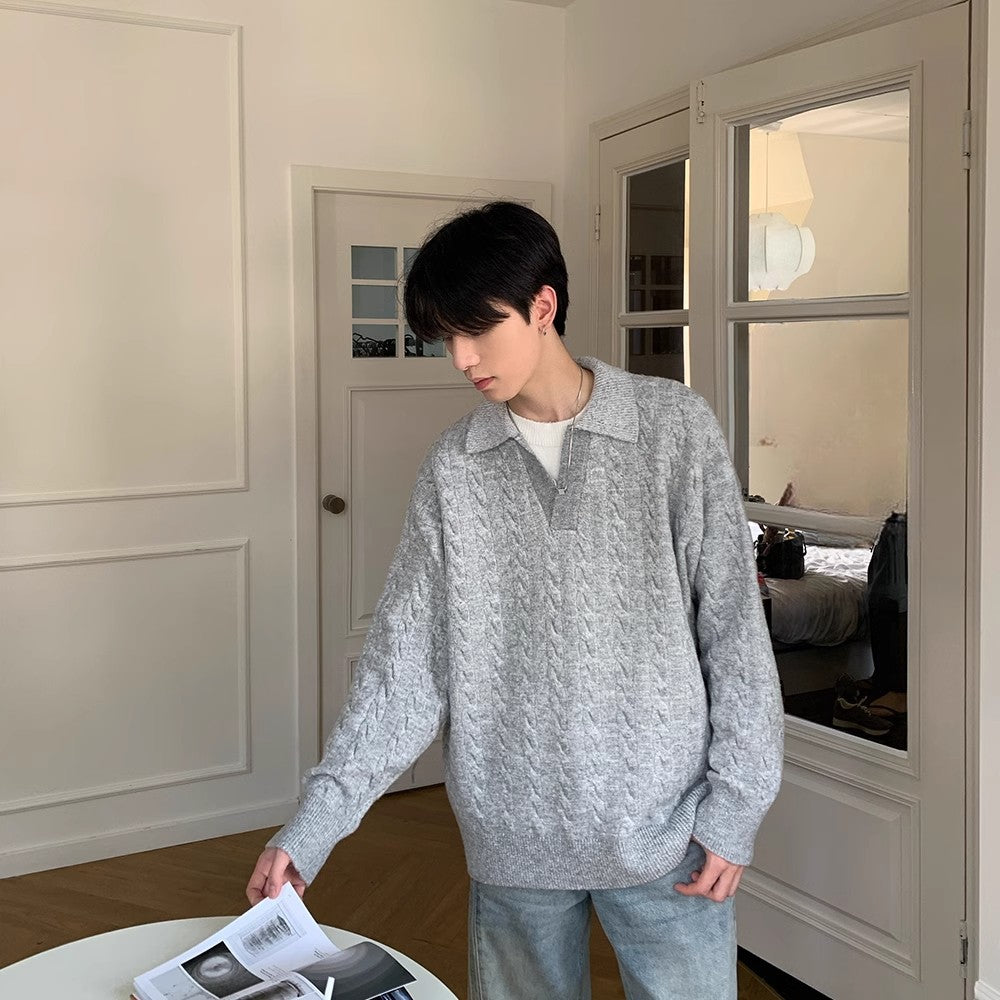 Retro Lapel Pullover Sweater